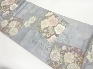 引箔色紙に草花模様袋帯